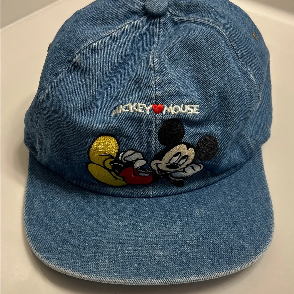 Mickey Unlimited Vintage 90s Disney Denim Dad Hat Embroidered Mickey Mouse OS